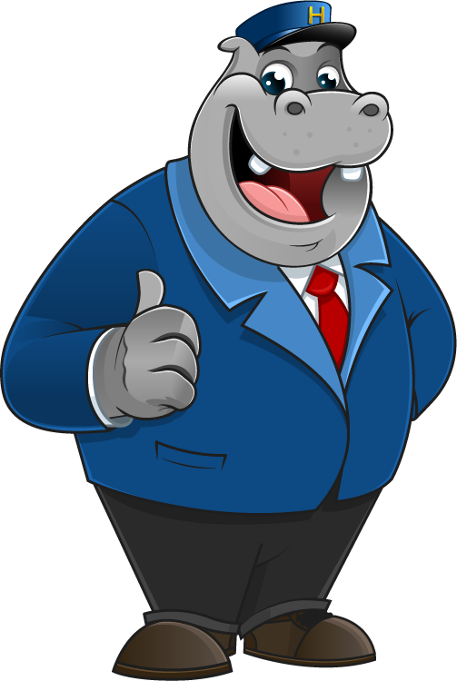 Hippo Contact Mascot Posing